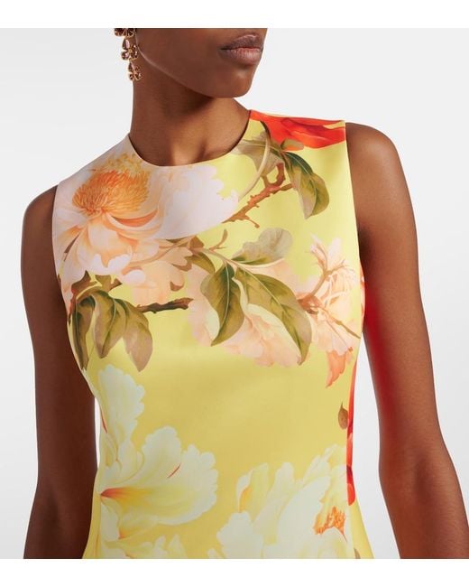 LEO LIN Yellow Cleo Floral Midi Dress