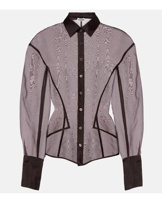 Staud Brown Aida Sheer Silk Organza Shirt