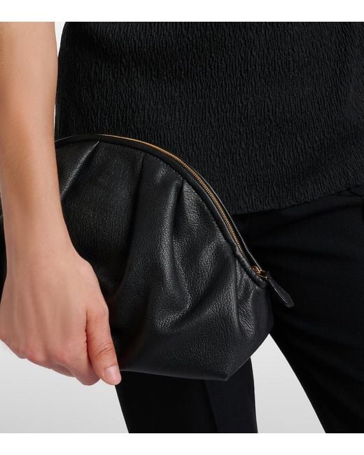 The Row Black Charlotte Small Leather Clutch