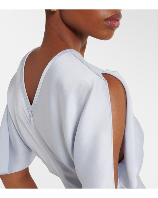 Victoria Beckham White Gathered Satin Gown