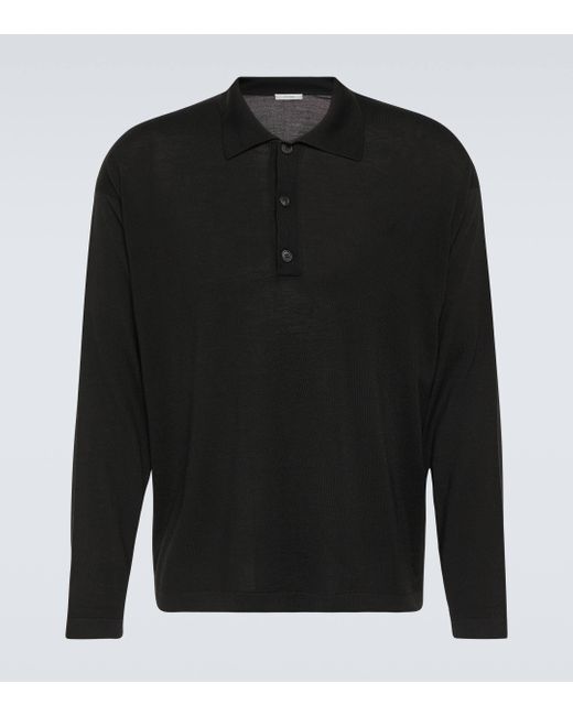 The Row Black Djon Wool Polo Sweater for men