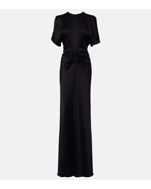 Victoria Beckham Black Isabella Gathered Satin Gown
