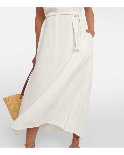 Velvet White Justine Cotton Gauze Midi Dress