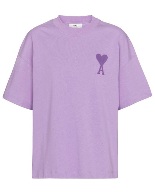 AMI Purple Ami De Coeur Cotton Jersey T-shirt