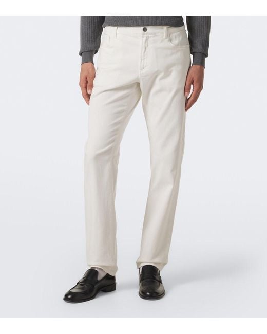 Canali White Slim Jeans for men