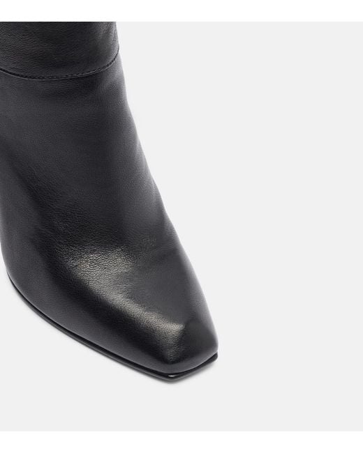 McQueen Black Horn Heel Leather Knee-High Boots