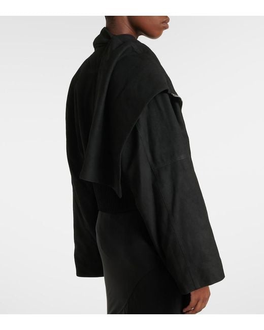 Rick Owens Black Scarf Flight Leather Jacket