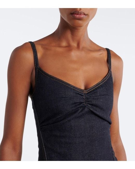 Jacquemus Blue Pina De-Nimes Gathered Denim Midi Dress