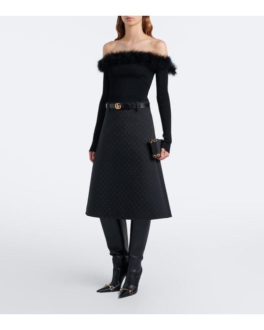 Gucci Black Gg Midi Skirt