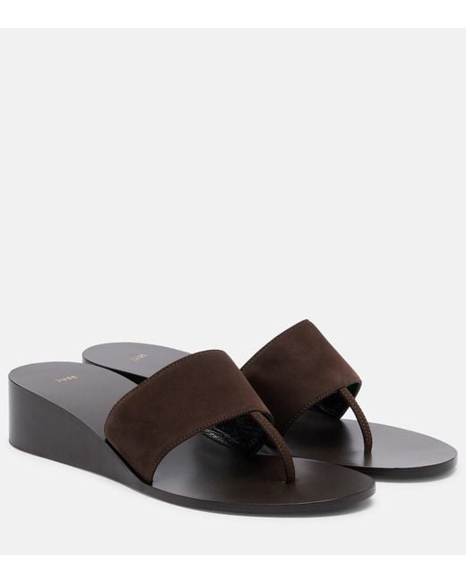 Jude Brown Lucille Leather Wedge Thong Sandals
