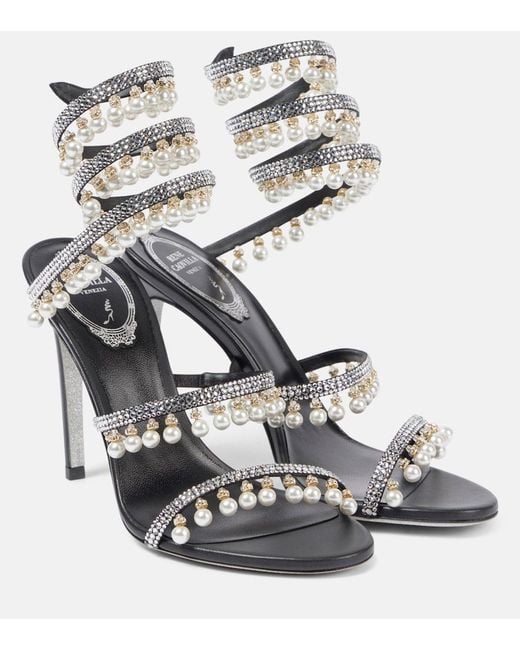 Rene Caovilla Metallic 105 Embellished Satin Sandals