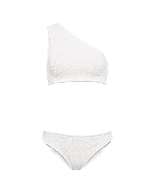 Bottega Veneta Synthetic Crinkled One-shoulder Bikini in White | Lyst