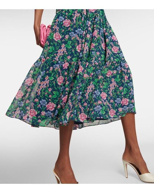 Diane von Furstenberg Blue Blossom Floral Chiffon Midi Dress
