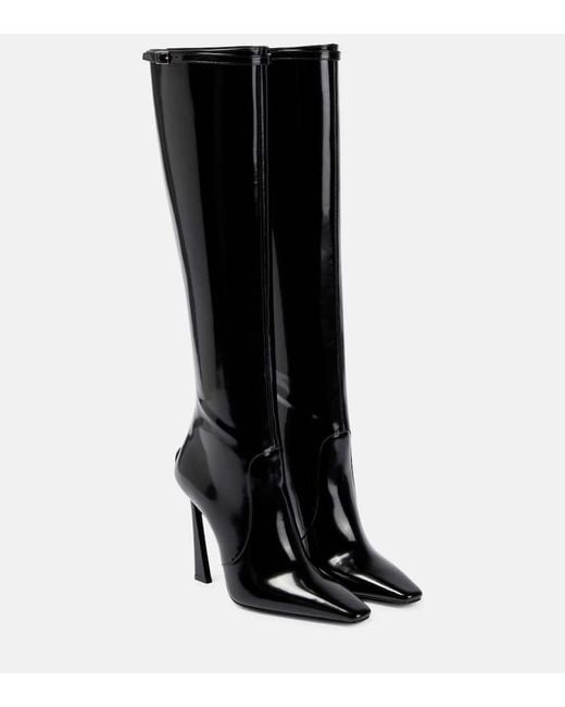 Saint Laurent Justify Patent-leather Knee Boots in Black | Lyst