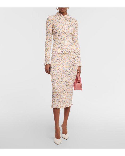 Dorothee Schumacher Natural Floral Plisse Midi Skirt