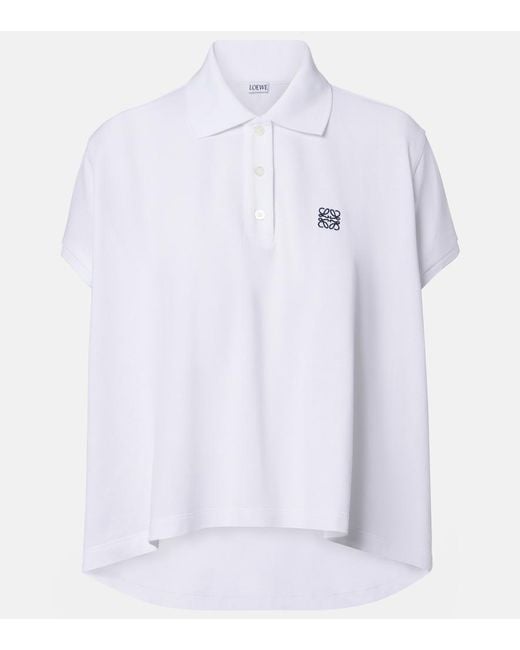 Loewe White Asymmetric Cotton Pique Polo Shirt