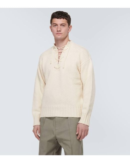 Jil Sander Pullover Aus Wolle Und Seide in Natural für Herren