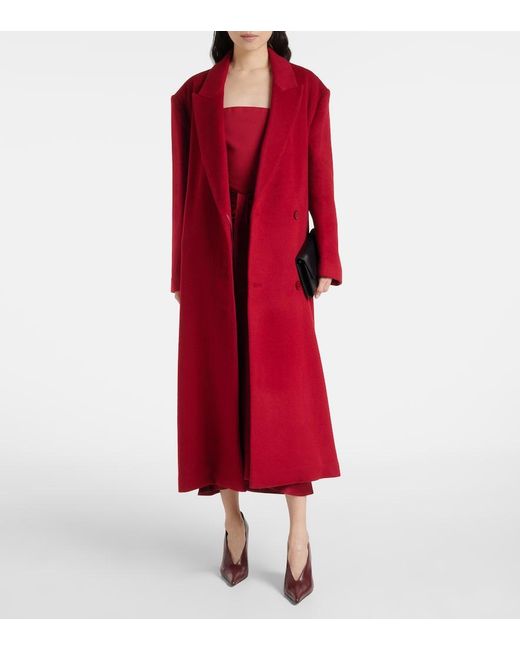 Staud Red Serge Wool-Blend Overcoat