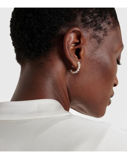 Sophie Bille Brahe White Petit Boucle De Perle 14Kt Hoop Earring With Freshwater Pearls