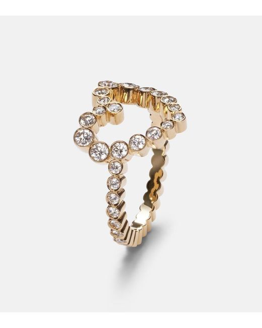 Sophie Bille Brahe White Ensemble Coeur 18Kt Signet Ring With Diamonds