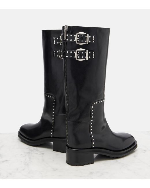 Jimmy Choo Black Brooklyn Leather Biker Boots