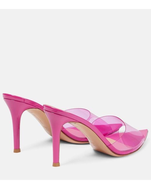 Gianvito Rossi Pink Elle 85 Pvc And Leather Mules