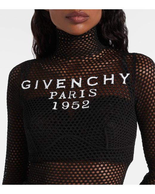 Givenchy Gray Mesh Turtleneck Bodysuit