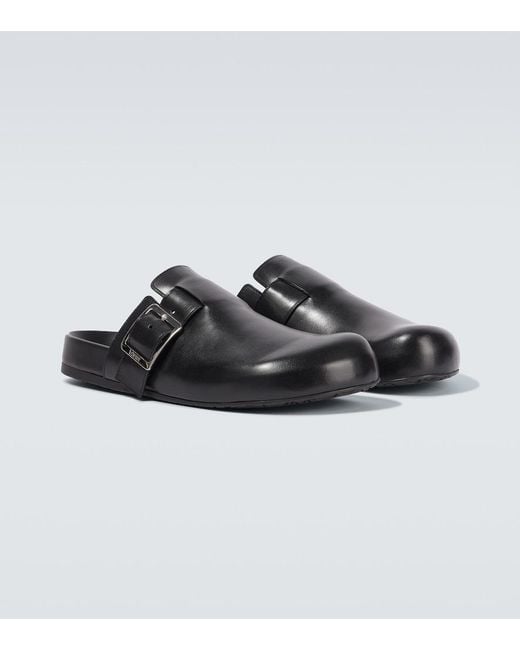 Loewe Black Ease Buckle Leather Mules for men