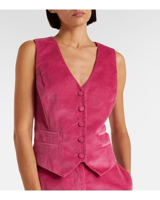 Gabriela Hearst Pink Coleridge Cotton Corduroy Vest