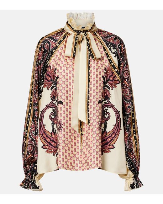 Etro Pink Printed Silk Twill Blouse