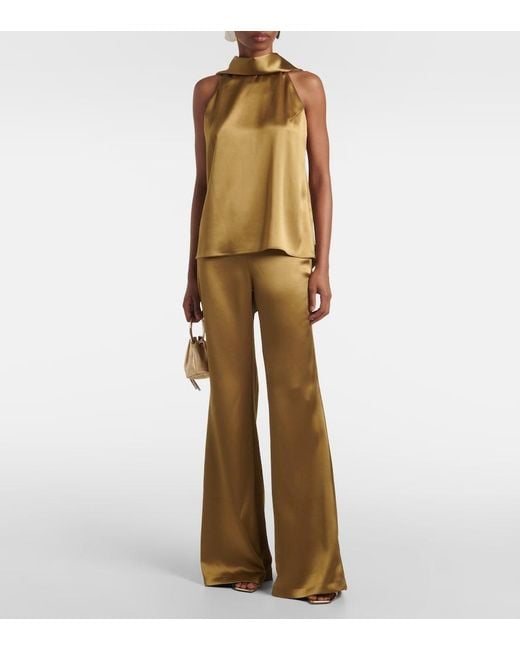 Galvan Green Atruvia Satin Wide-Leg Pants