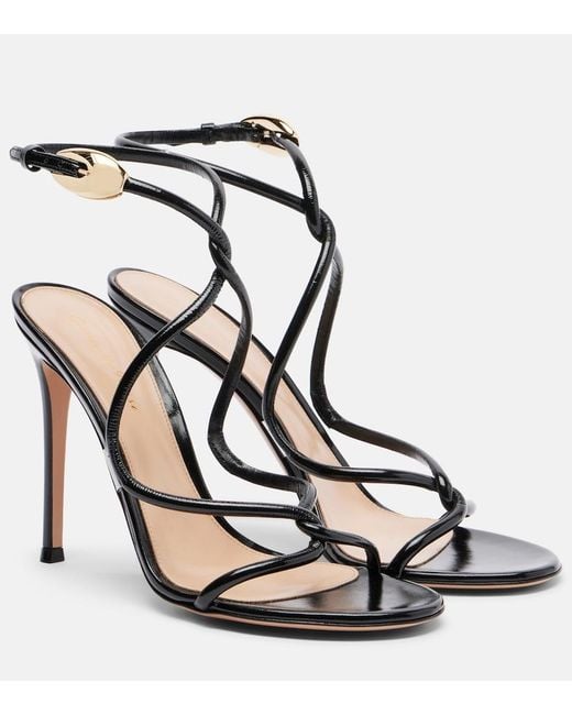 Gianvito Rossi Black Jungle Mamba Leather Sandals