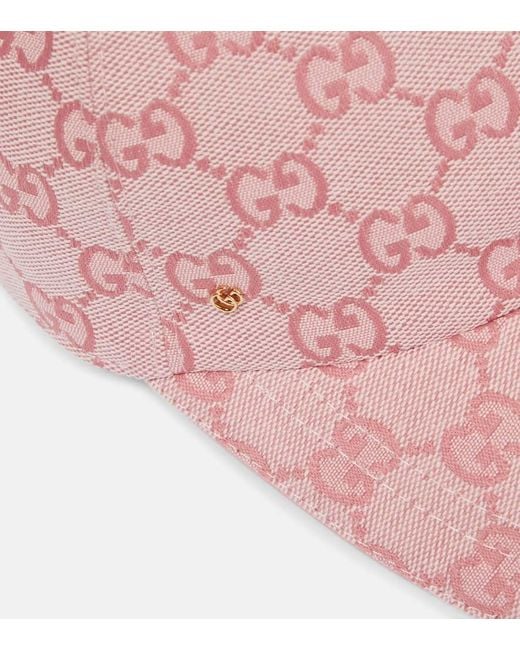 Gucci Pink Gg Canvas Baseball Hat