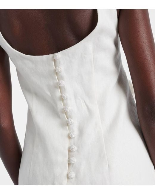 Vestido Corto De Lino Con Aplique Floral Farm Rio de color White