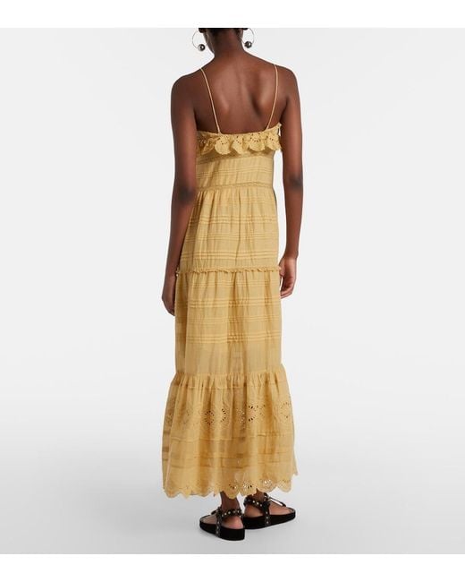 Isabel Marant Metallic Paule Lace-Trimmed Cotton Maxi Dress