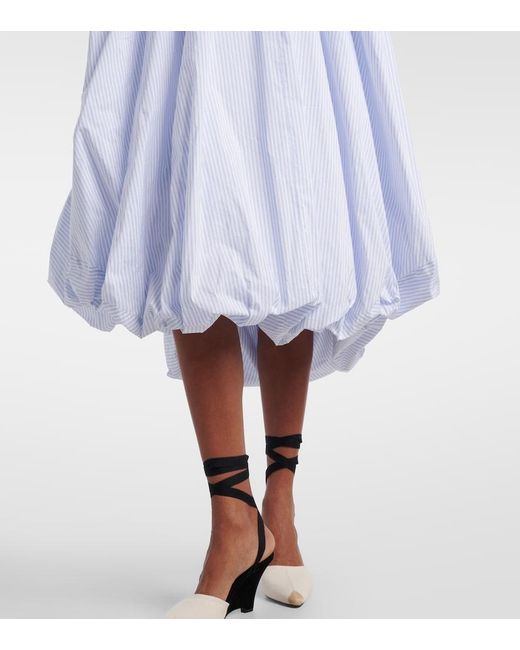 Jacquemus Blue Lavande Gathered Striped Midi Dress