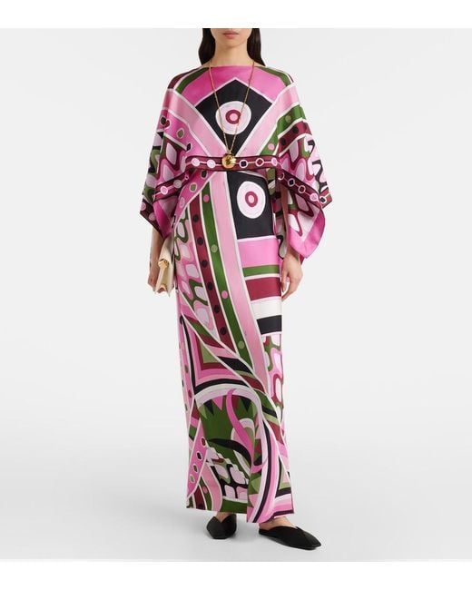 Emilio Pucci Vivara Layered Silk Satin Maxi Dress