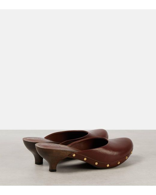 Chloé Brown Judith Studded Leather Clogs