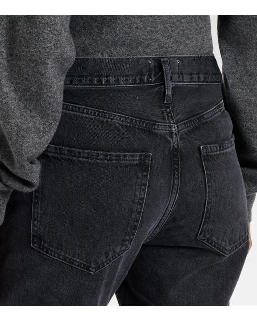 Agolde Blue Riley High-Rise Cropped Straight Jeans