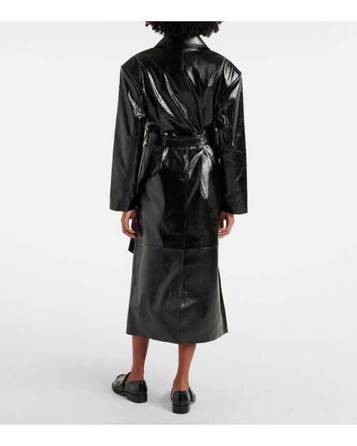 Frankie Shop Black Tina Faux Leather Trench Coat