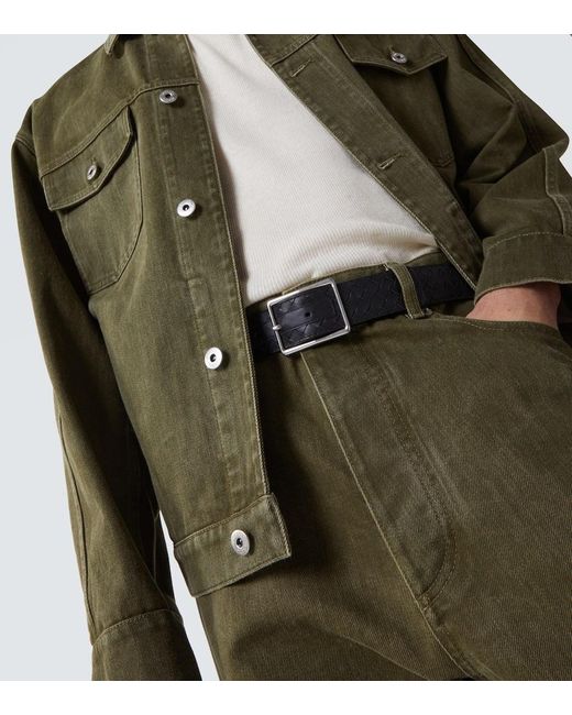 Bottega Veneta Black Piccolo Intrecciato Leather Belt for men