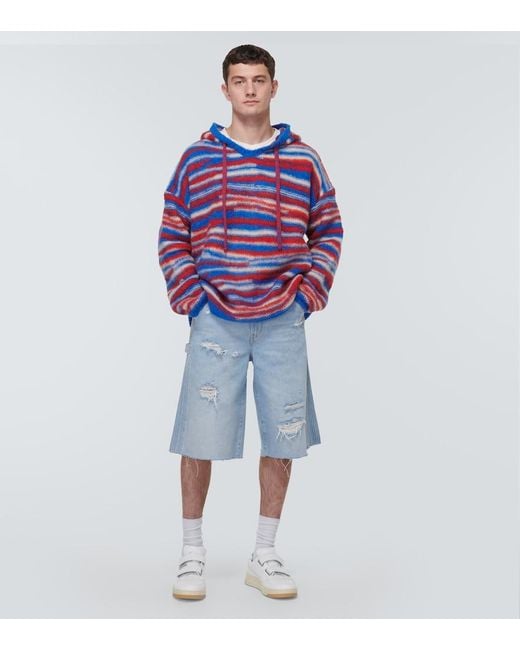ERL Red Gradient Knitted Oversized Hoodie for men