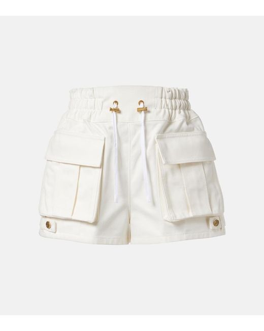 Balmain White Denim Cargo Shorts