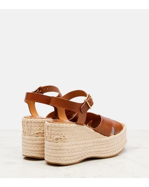 Chloé Brown Isla Leather Espadrille Wedges