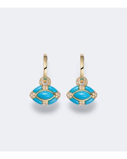 SHAY Blue Riviera Petite 18Kt Huggie Earrings With Turquoises And Diamonds