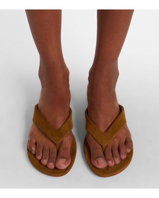 Le Monde Beryl Brown Suede Thong Sandals