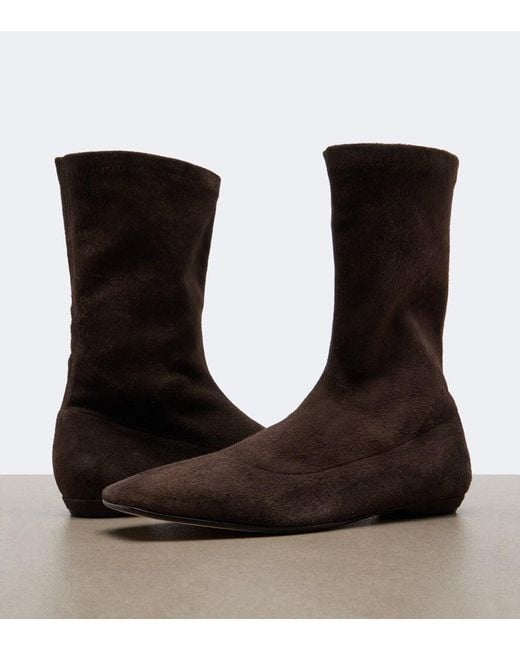 The Row Brown Cindy Suede Ankle Boots