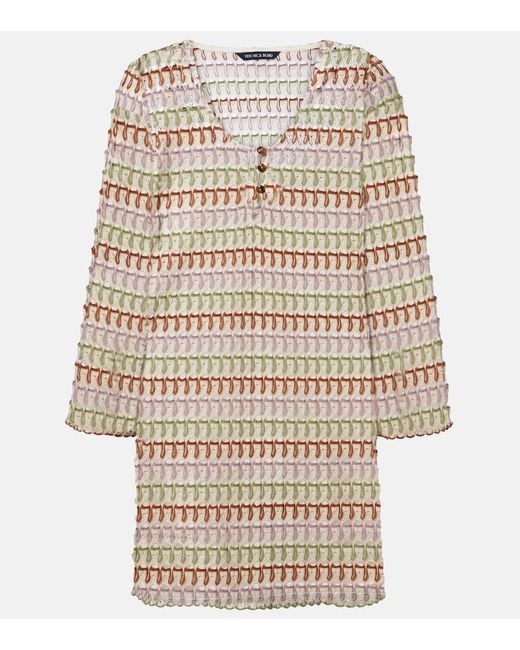 Veronica Beard Natural Novien Crochet Minidress