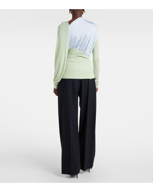 Victoria Beckham Green Draped Jersey Top