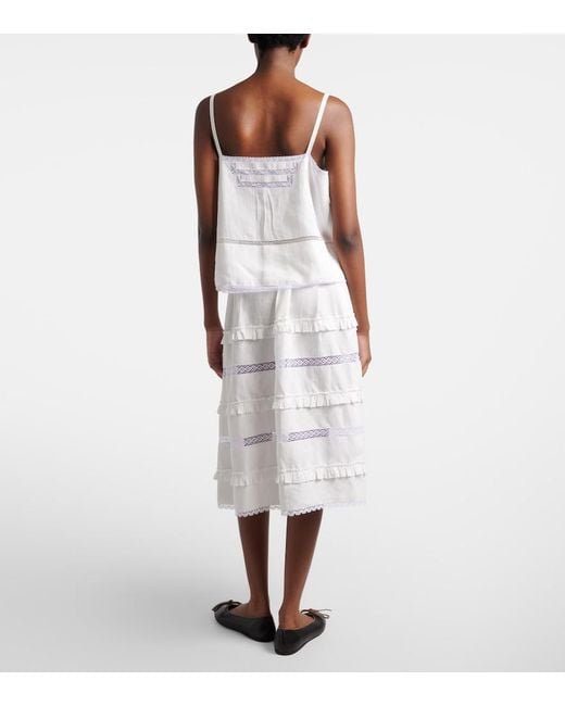 Prada White Linen Midi Skirt